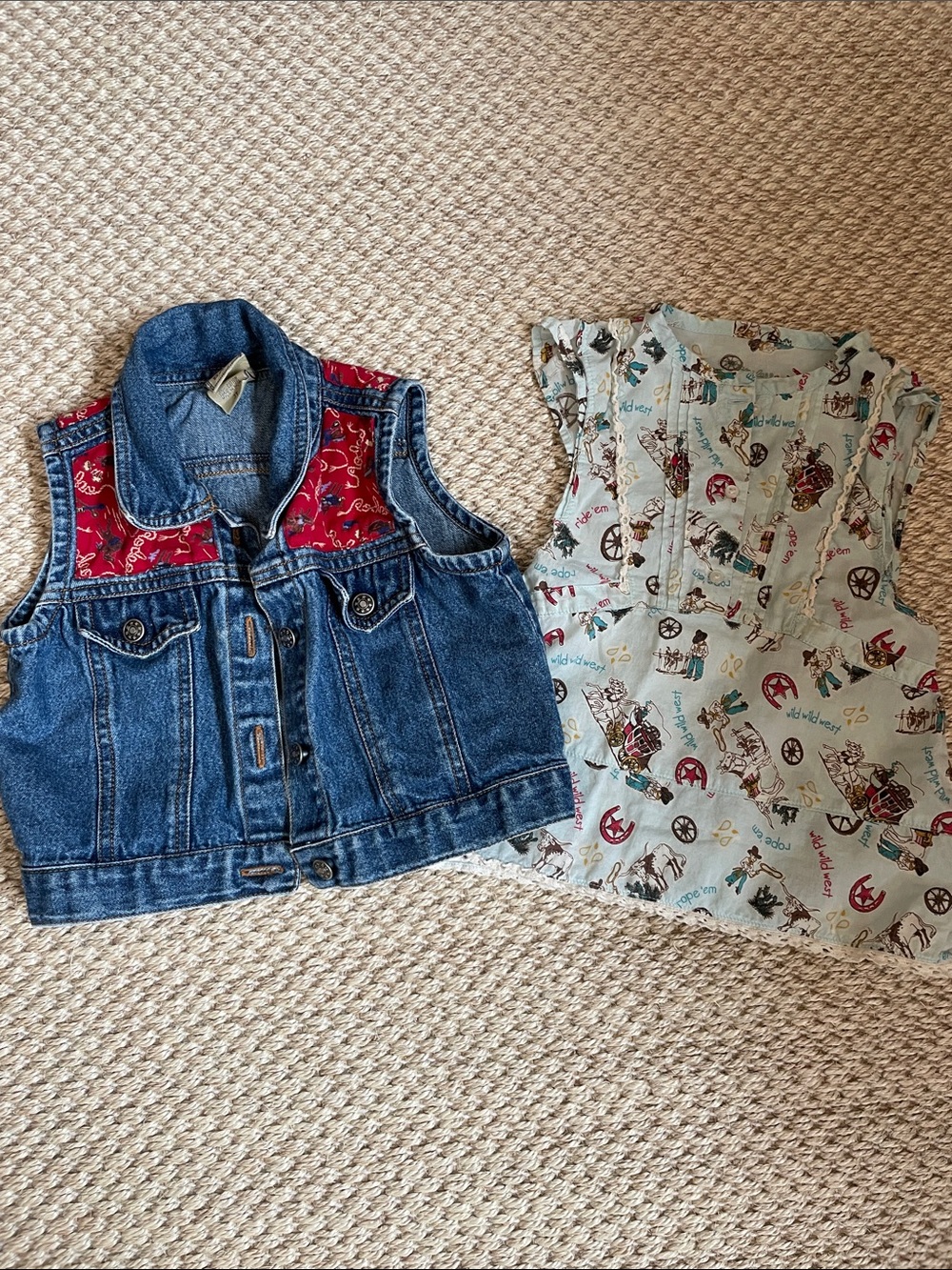 Western Girls' Bundle | Denim Vest & Shirt